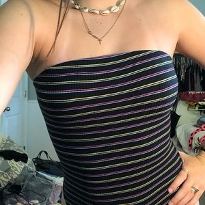 Strapless striped body suit